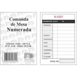 Comanda mesa numerada 100fls pct c/5 pçs 9082 8214 fd