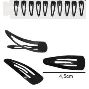 Presilha tic tac preto pequeno 4,5cm cartela c/12 pçs 1094 rt