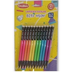 Lapiseira 0,7mm bitz neon c/12pçs 6014 g-1115 goller