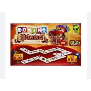 Brinquedo pedagogico domino piratas 64 cx papel iob