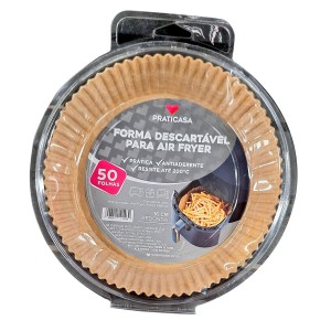 Forma de papel p/ air fryer 16cm redonda c/50 folhas GL0556