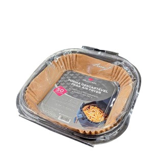 Forma de papel p/ air fryer 16cm quadrada c/50 folhas GL0558
