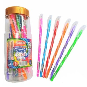 Caneta esferográfica twist colors c/24 pçs 1,0mm 6262 g-1262 Goller