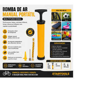 Bomba de ar para inflar 2 bicos e 1 conector sr0603 c/ 1 pç Startools 