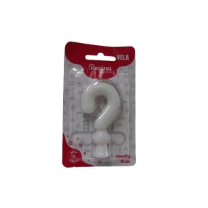 Vela aniversário ? interrogação branca c/1 pç regina