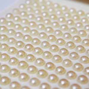 Meia perola adesiva 6mm cristal cartela trama