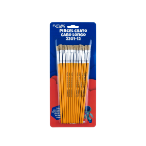 Pincel chato cabo longo 2301-12 cartela c/12pçs futuro feE122206