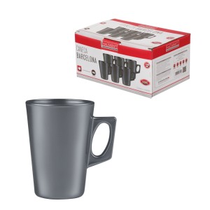 Caneca de vidro café barcelona cinza 130ml 6 peças canc081cz