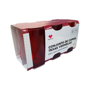 Conjunto de copos texas 320ml vermelho com 6 unidades 0478vm praticasa