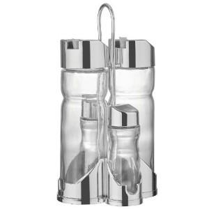 Galheteiro c/4pçs e suporte inox 0068 top mix