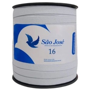 Elástico sao jose n°16 rolo c/1pç  branco 100mt 10mm algodao16prl100-001