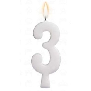 Vela aniversário n°3 branca c/1pç regina