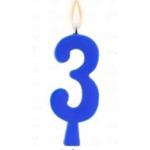 Vela aniversário n°3 azul c/1pç regina
