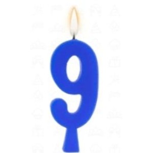 Vela aniversário n°9 azul c/1pç  regina