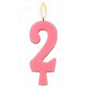 Vela aniversário n°2 rosa c/1pç regina