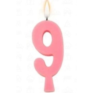 Vela aniversário n°9 rosa c/1pç regina