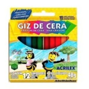 Giz de cera 12 cores 48 gramas  c/1 acrilex