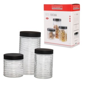 Conjunto pote de vidro fontana com 3 peças pote212