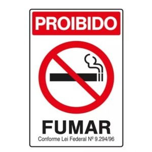 Placa sinalizacao pequena proibido fumar 15x20 c/1pç pacific