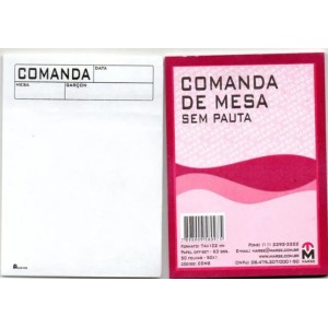 Comanda mesa simples s/ pauta 0999 pct c/5pçs de 50 folhas 74x102mm marse