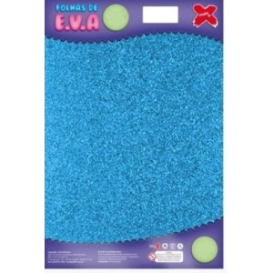 Placa e.v.a c/ gliter azul celeste c/ 5pçs 40x60  9696 make+